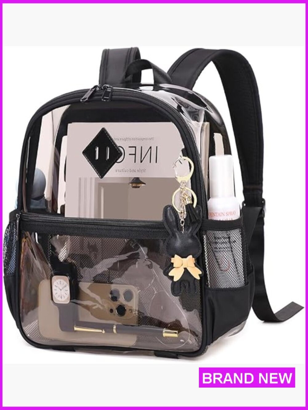 Clear Stadium Approved Backpack 12x6x12 Thick TPU Mini Bag with Front Pocket
